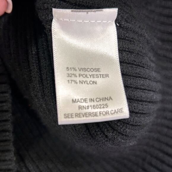 Stitchdrop Ribbed Black Cream Striped Mock Neck Midi Sweater Dress - Picture 8 of 9